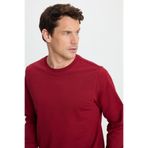 Tudors Erkek Relax Fit Rahat Kesim %100 Pamuk 2 İplik Bisiklet Yaka Bordo Sweatshirt