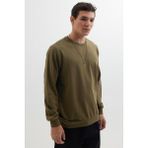 Tudors Erkek Relax Fit Rahat Kesim %100 Pamuk 2 Iplik Bisiklet Yaka Haki Sweatshirt - 2XL
