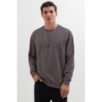 Tudors Erkek Relax Fit Rahat Kesim %100 Pamuk 2 Iplik Bisiklet Yaka Koyu Gri Sweatshirt - 2XL