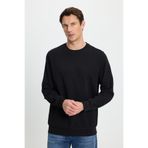 Tudors Erkek Relax Fit Rahat Kesim %100 Pamuk 2 İplik Bisiklet Yaka Siyah Sweatshirt