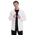Tudors Erkek Relax Fit Rahat Kesim %100 Pamuk Çift Cepli Fermuarlı Ekru Mont Gömlek - 2XL