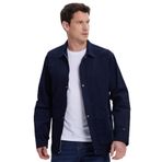 Tudors Erkek Relax Fit Rahat Kesim %100 Pamuk Çift Cepli Fermuarlı Lacivert Mont Gömlek - 2XL
