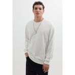 Tudors Erkek Relax Fit Rahat Kesim%100 Pamuk 2 İplik Bisiklet Yaka Sweatshirt,Beyaz Xl