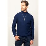 Tudors Erkek Slim Fit Balıkçı Yaka Desenli Sax Mavi Triko Kazak - Saks