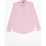 Tudors Erkek Slim Fit Dar Kesim %100 Pamuk Çizgili Uzun Kollu Keten Efektli Mercan Rengi Gömlek - XL