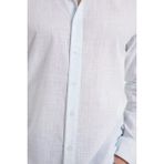 Tudors Erkek Slim Fit Dar Kesim %100 Pamuk Çizgili Uzun Kollu Keten Efektli Mint Gömlek - XL