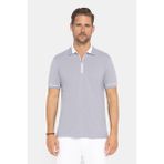 Tudors Erkek Slim Fit Dar Kesim %100 Pamuk Düz Pike Fermuarlı Gri Polo Yaka Tişört - XL
