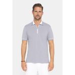 Tudors Erkek Slim Fit Dar Kesim %100 Pamuk Düz Pike Fermuarlı Gri Polo Yaka Tişört