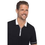 Tudors Erkek Slim Fit Dar Kesim %100 Pamuk Düz Pike Fermuarlı Siyah Polo Yaka Tişört - XS
