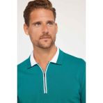 Tudors Erkek Slim Fit Dar Kesim %100 Pamuk Düz Pike Fermuarlı Yeşil Polo Yaka T-Shirt