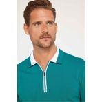 Tudors Erkek Slim Fit Dar Kesim %100 Pamuk Düz Pike Fermuarlı Yeşil Polo Yaka Tişört
