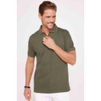 Tudors Erkek Slim Fit Dar Kesim %100 Pamuk Düz Pike Haki Polo Yaka T-Shirt