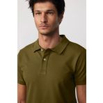 Tudors Erkek Slim Fit Dar Kesim %100 Pamuk Düz Pike Haki Polo Yaka Tişört