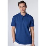 Tudors Erkek Slim Fit Dar Kesim %100 Pamuk Düz Pike Indigo Polo Yaka Tişört - İndigo