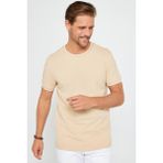 Tudors Erkek Slim Fit Dar Kesim %100 Pamuk Düz Pike Kum Rengi Bisiklet Yaka T-Shirt