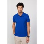 Tudors Erkek Slim Fit Dar Kesim %100 Pamuk Düz Pike Sax Mavi Polo Yaka T-Shirt - Saks Mavi