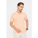 Tudors Erkek Slim Fit Dar Kesim %100 Pamuk Düz Pike Somon Renk Polo Yaka Tişört