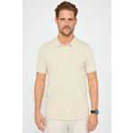 Tudors Erkek Slim Fit Dar Kesim %100 Pamuk Düz Pike Taş Renk Polo Yaka Tişört