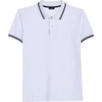 Tudors Erkek Slim Fit Dar Kesim %100 Pamuk Düz Pike Yaka ve Kol Detaylı Beyaz Polo Yaka Tişört - 2XL