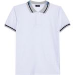 Tudors Erkek Slim Fit Dar Kesim %100 Pamuk Düz Pike Yaka ve Kol Detaylı Beyaz Polo Yaka Tişört - XL