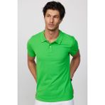 Tudors Erkek Slim Fit Dar Kesim %100 Pamuk Düz Pike Yeşil Polo Yaka T-Shirt - XL