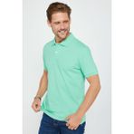 Tudors Erkek Slim Fit Dar Kesim %100 Pamuk Düz Pike Yeşil Polo Yaka Tişört - 2XL
