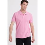 Tudors Erkek Slim Fit Dar Kesim %100 Pamuk Kısa Kollu Polo Yaka Pembe Tişört