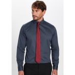 Tudors Erkek Slim Fit Dar Kesim %100 Pamuk Koton Saten Premium Seri Antrasit Gömlek - XL