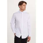 Tudors Erkek Slim Fit Dar Kesim %100 Pamuk Koton Saten Premium Seri Beyaz Gömlek - XL