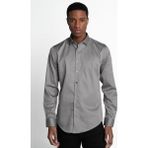 Tudors Erkek Slim Fit Dar Kesim %100 Pamuk Koton Saten Premium Seri Gri Gömlek - 2XL
