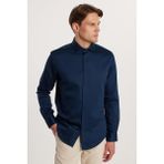 Tudors Erkek Slim Fit Dar Kesim %100 Pamuk Koton Saten Premium Seri Lacivert Gömlek