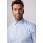 Tudors Erkek Slim Fit Dar Kesim %100 Pamuk Koton Saten Premium Seri Mavi Gömlek - XL