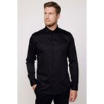 Tudors Erkek Slim Fit Dar Kesim %100 Pamuk Koton Saten Premium Seri Siyah Gömlek - 2XL