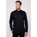 Tudors Erkek Slim Fit Dar Kesim %100 Pamuk Koton Saten Premium Seri Siyah Gömlek