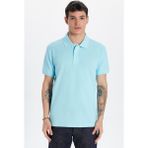 Tudors Erkek Slim Fit Dar Kesim %100 Pamuk Mavi Polo Yaka Tişört - Açık Mavi - XL