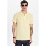 Tudors Erkek Slim Fit Dar Kesim %100 Pamuk Sarı Polo Yaka Tişört - XL