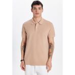 Tudors Erkek Slim Fit Dar Kesim %100 Pamuk Vizon Polo Yaka Tişört - XL