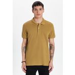 Tudors Erkek Slim Fit Dar Kesim %100 Pamuk Vizon Polo Yaka Tişört