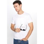 Tudors Erkek Slim Fit Dar Kesim %100 Pamuk Yumuşak Dokulu Baskılı Beyaz Bisiklet Yaka Tişört - XL