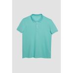 Tudors Erkek Slim Fit Dar Kesim %100 Pamuk Yumuşak Dokulu Düz Pike Mint Renk Polo Yaka T-Shirt