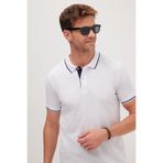 Tudors Erkek Slim Fit Dar Kesim %100 Pamuk Yumuşak Dokulu Serin Tutan Kumaş Düz Pike Beyaz Polo Yaka Tişört