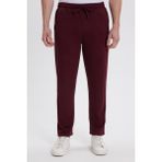 Tudors Erkek Slim Fit Dar Kesim Beli Bağcıklı 3 Cepli Geniş Paça Bordo Eşofman Altı - 2XL