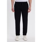 Tudors Erkek Slim Fit Dar Kesim Beli Bağcıklı 3 Cepli Geniş Paça Siyah Eşofman Altı