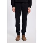 Tudors Erkek Slim Fit Dar Kesim Beli Lastikli Bağcık Detaylı Siyah Pantolon