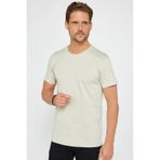 Tudors Erkek Slim Fit Dar Kesim Bisiklet Yaka %100 Organik Pamuk Yumuşak Dokulu Kısa Kol Taş Renk Tişört-31084-taş Taş
