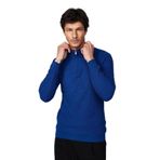 Tudors Erkek Slim Fit Dar Kesim Dik Yaka Fermuarlı Desenli Saks Mavi Triko Kazak,Sax S