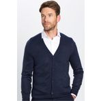 Tudors Erkek Slim Fit Dar Kesim Düğmeli Düz Tüylenmeyen Yumuşak Dokulu Lacivert Hırka
