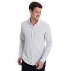 Tudors Erkek Slim Fit Dar Kesim Düz Oxford Armalı Yaka Düğmeli gri Spor Gömlek - XL