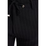 Tudors Erkek Slim Fit Dar Kesim Gofre Kumaş Beli Bağcıklı Pantolon Polyester - Elastan Desenli - Siyah - 2XL