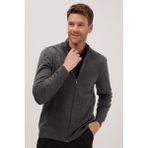 Tudors Erkek Slim Fit Dar Kesim Gri Dik Yaka Fermuarlı Düz Hırka - 2XL
